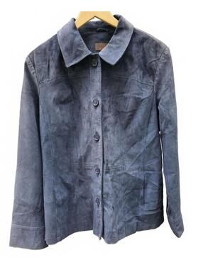 Vintage Danier Genuine Suede Leather Jacket Dusty Blue Woman’s  XL